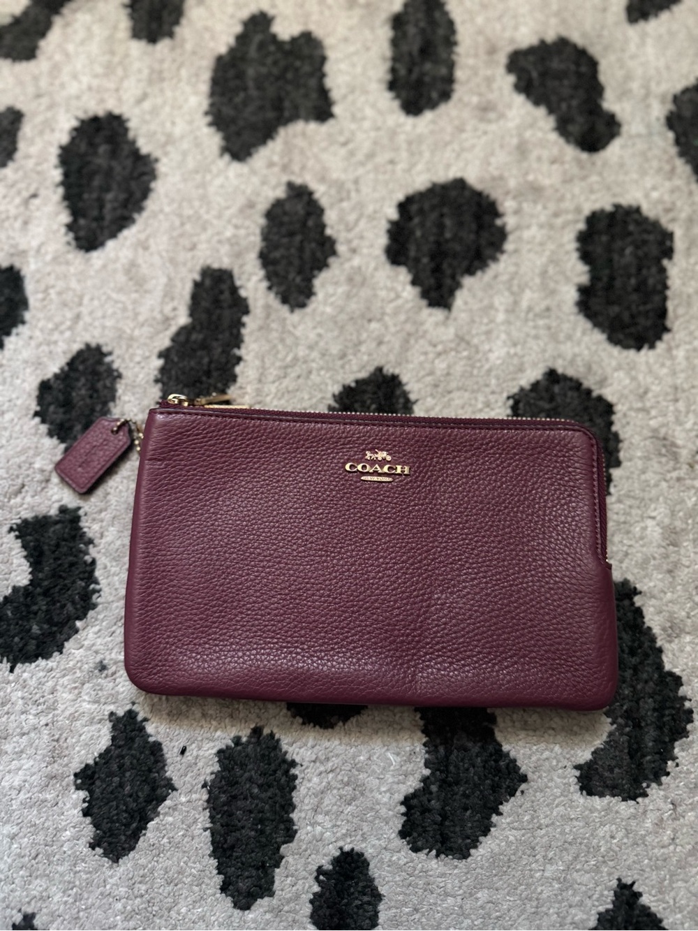 Coach Pebbled Leather Wristlet Clutch in Mauve